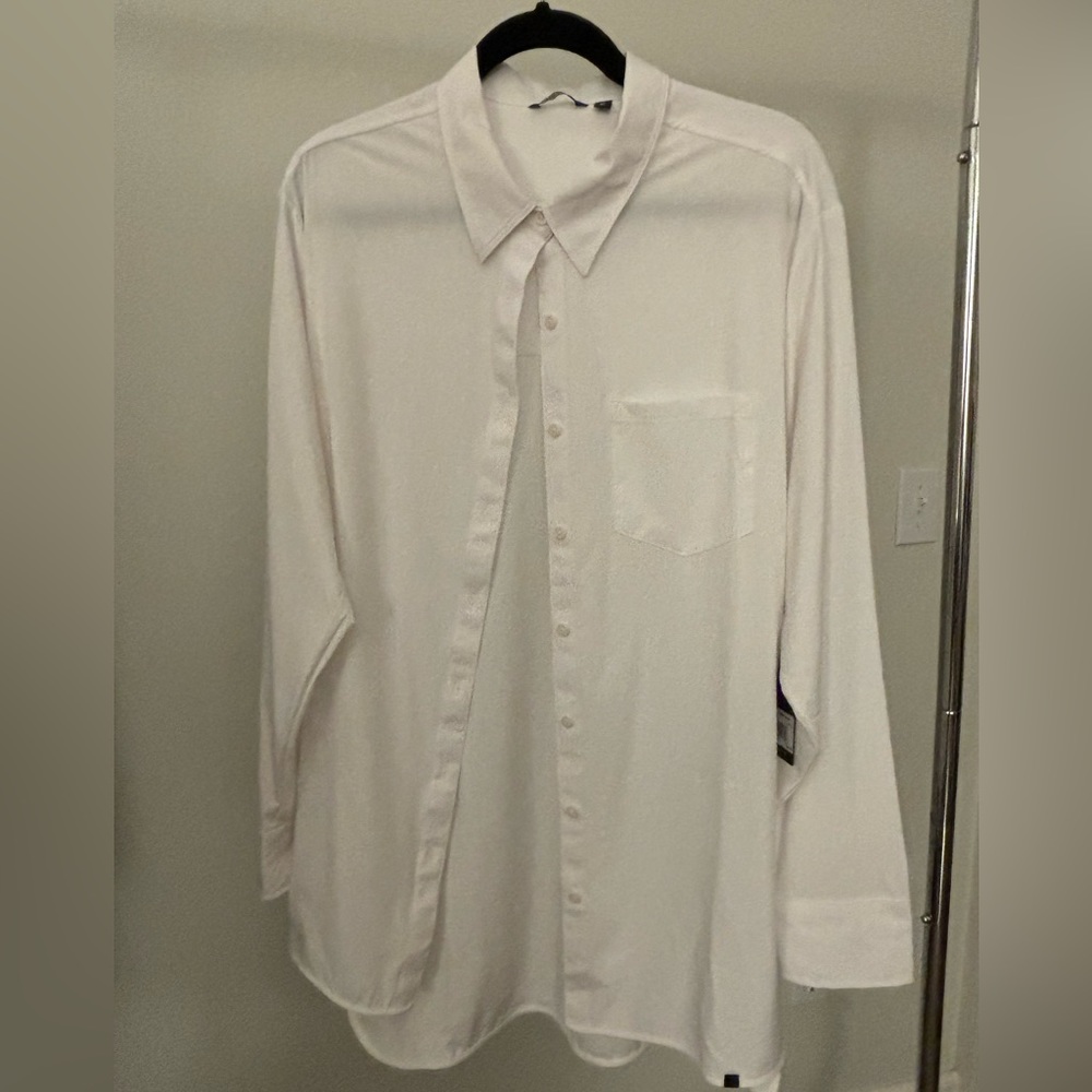 Peach torture button-down white shirt